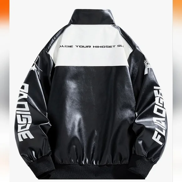 Men's  NWOT Jie Shan Nuo Yi Street Racing Suit Biker Jacket, PU Motorcycle - Picture 5 of 7